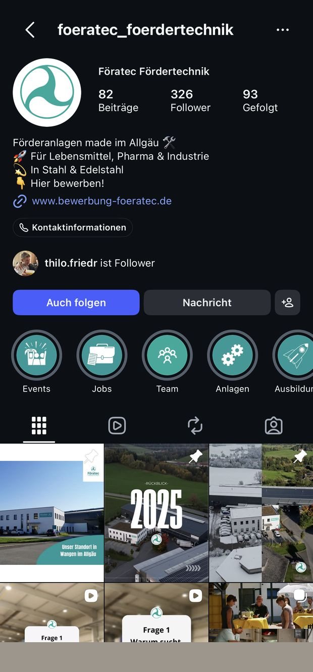 Instagram-Profil von foeratec_foerdertechnik